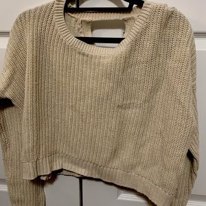 Knit Cream Autumn Sweater Open Back